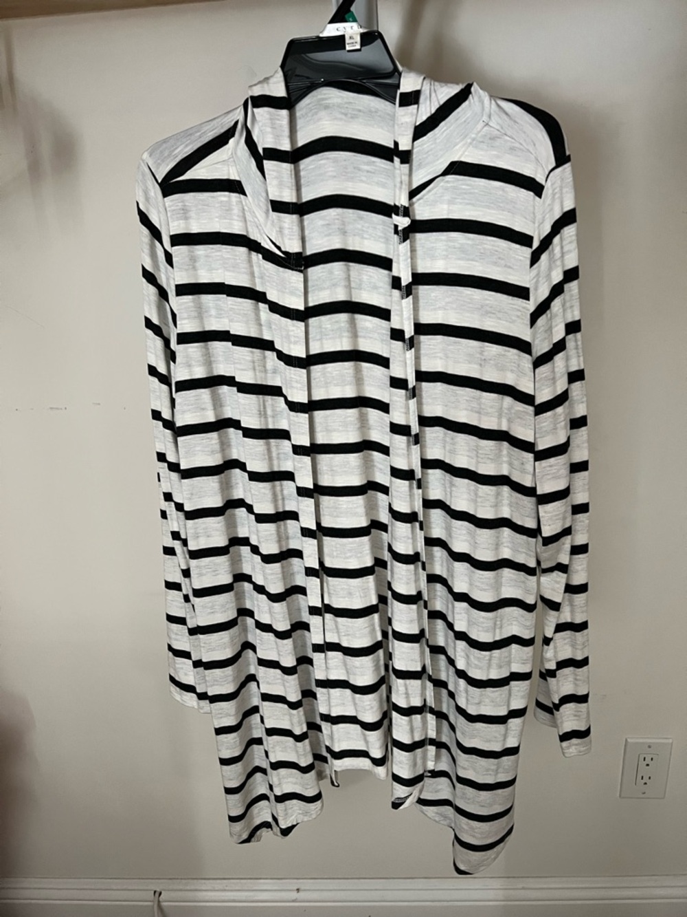 Cyrus women heather grey & off White Striped Open light  summer spring cardigan